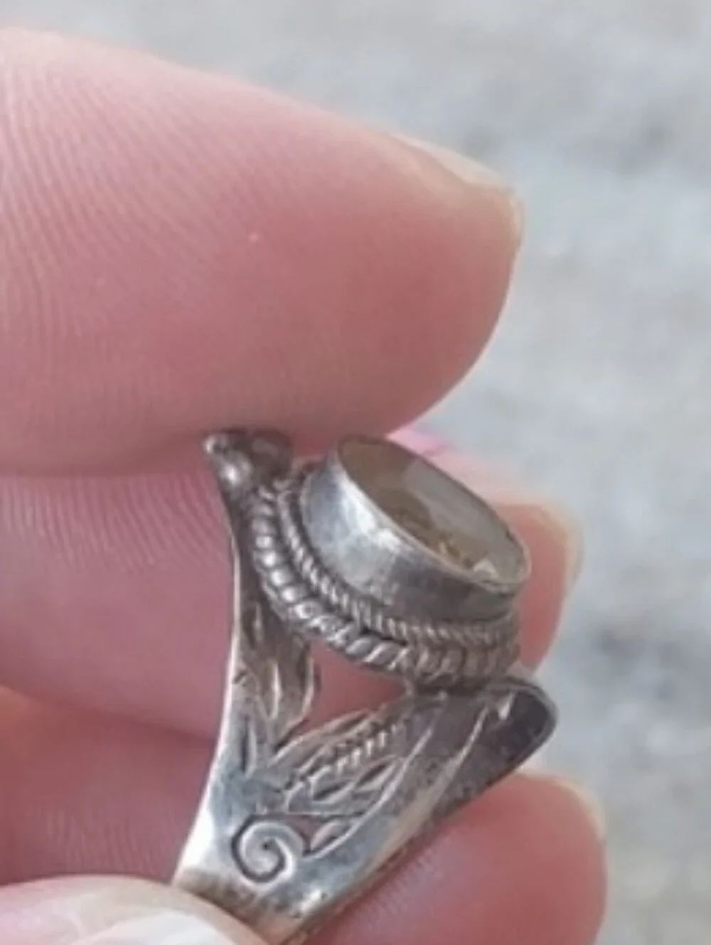 Vintage Sterling Silver Citrine Ring 6.75